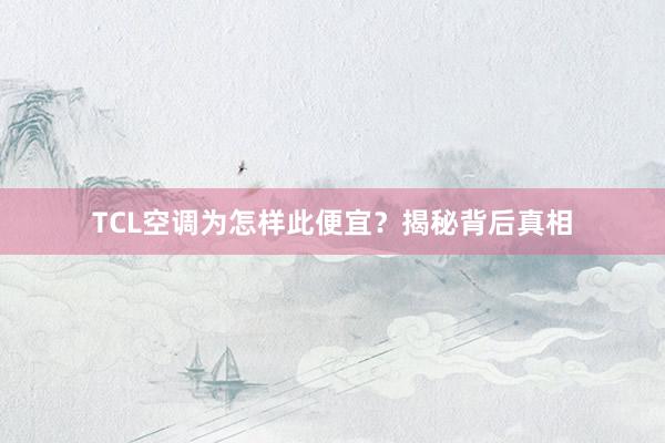 TCL空调为怎样此便宜？揭秘背后真相